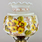 Vintage Yellow Floral Hurricane Lamp 16.75"