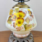 Vintage Yellow Floral Hurricane Lamp 16.75"