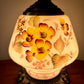 Vintage Yellow Floral Hurricane Lamp 16.75"