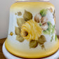 Vintage Yellow Rose Brown Floral Hurricane Lamp Shade | 10 Inch Fitter