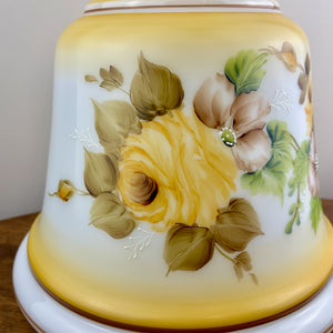 Vintage Yellow Rose Brown Floral Hurricane Lamp Shade | 10 Inch Fitter