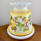 Vintage Yellow Rose Brown Floral Hurricane Lamp Shade | 10 Inch Fitter