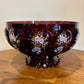 Vintage Large Purple Glass Blue Pink Floral Melon Hurricane Shade | 14 Inch Fitter