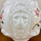 Vintage Embossed Lion Head Pink Rose Milk Glass Gone With the Wind Lamp Shade