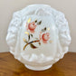 Vintage Embossed Lion Head Pink Rose Milk Glass Gone With the Wind Lamp Shade