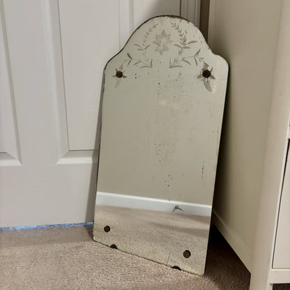 Art Deco Etched Floral Leaves Frameless Glass Wall Mirror 26" |