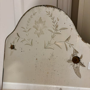 Art Deco Etched Floral Leaves Frameless Glass Wall Mirror 26" |