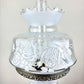 Vintage Frosted & Clear Glass White Roses Floral Hurricane Lamp