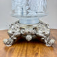Vintage Frosted & Clear Glass White Roses Floral Hurricane Lamp
