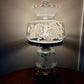 Vintage Frosted & Clear Glass White Roses Floral Hurricane Lamp