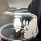 Vintage Frosted & Clear Glass White Roses Floral Hurricane Lamp