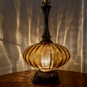 Vintage Amber Glass Table Lamp