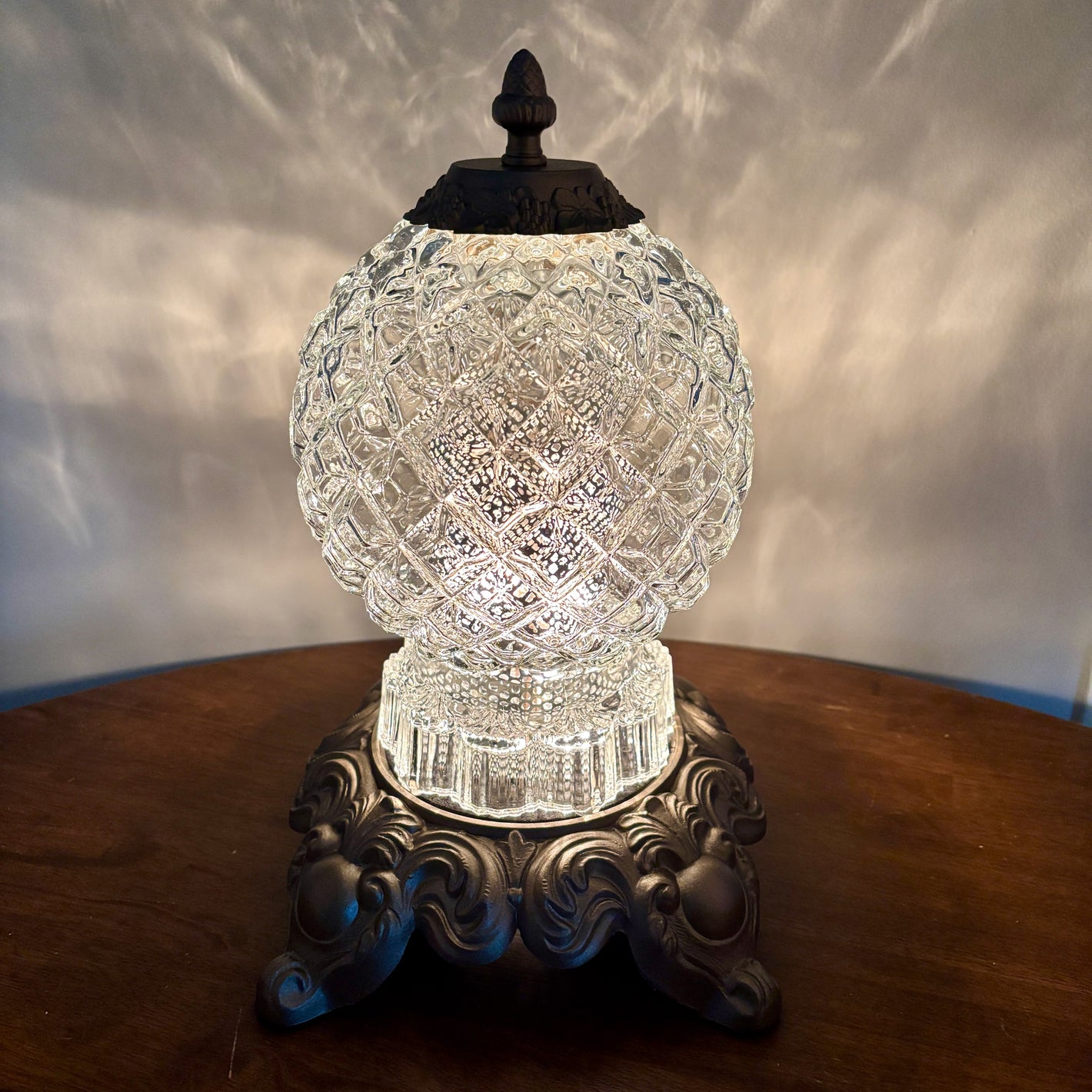 Vintage Clear Glass Diamond Pattern Nightlight Lamp