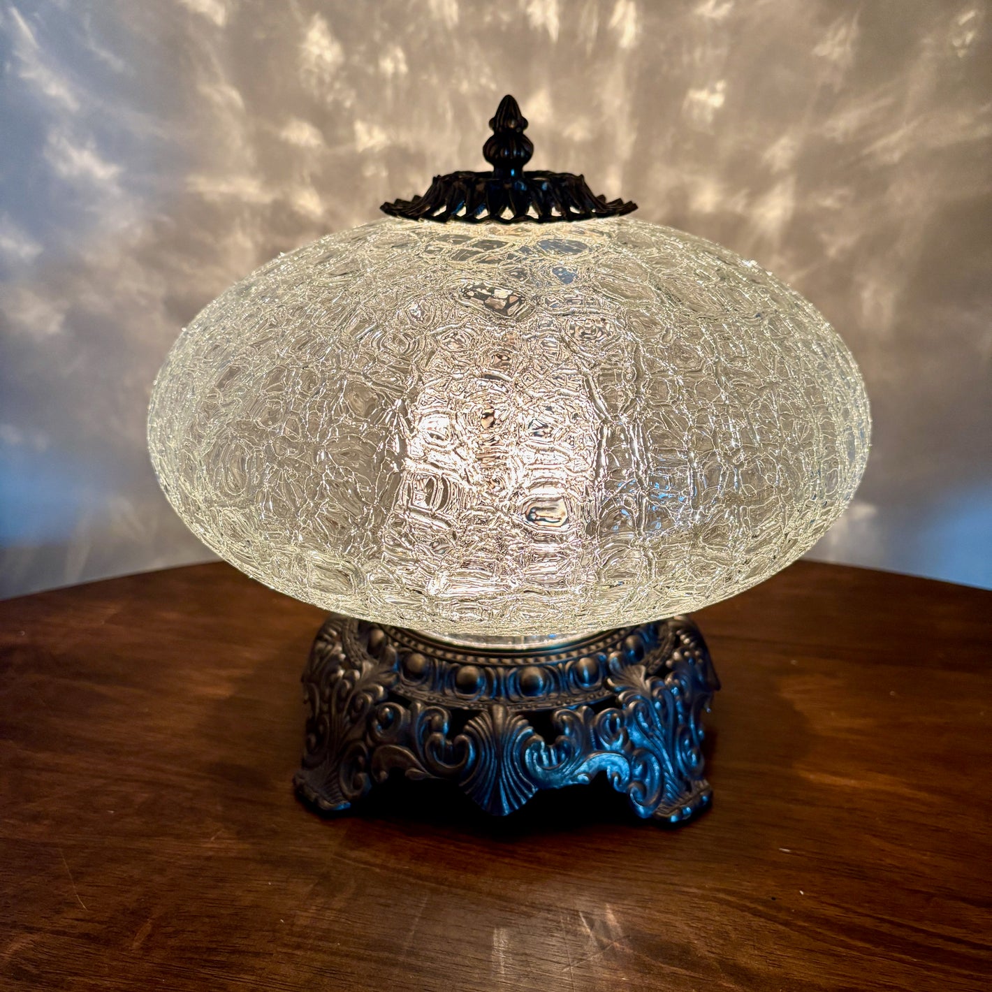 Vintage Clear Crackle Glass Nightlight Lamp