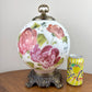 Vintage Red Purple Floral Milk Glass Nightlight Lamp
