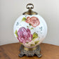 Vintage Red Purple Floral Milk Glass Nightlight Lamp