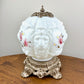Vintage Embossed Lion Head Pink Rose Floral Milk Glass Nightlight Lamp 10.5" |