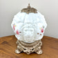 Vintage Embossed Lion Head Pink Rose Floral Milk Glass Nightlight Lamp 10.5" |