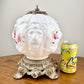 Vintage Embossed Lion Head Pink Rose Floral Milk Glass Nightlight Lamp 10.5" |