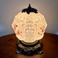 Vintage Embossed Lion Head Pink Rose Floral Milk Glass Nightlight Lamp 10.5" |