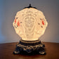 Vintage Embossed Lion Head Pink Rose Floral Milk Glass Nightlight Lamp 10.5" |