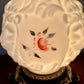 Vintage Embossed Lion Head Pink Rose Floral Milk Glass Nightlight Lamp 10.5" |