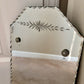 Art Deco Etched Leaves Frameless Scalloped Edge Glass Wall Mirror 18.25"