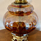 Vintage Amber Iridescent Glass Large Table Lamp
