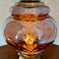 Vintage Amber Iridescent Glass Large Table Lamp