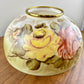 Large Vintage Yellow Red Rose Floral Hurricane Shade | 14 Inch Fitter