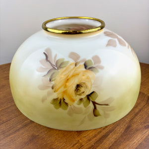 Large Vintage Yellow Red Rose Floral Hurricane Shade | 14 Inch Fitter