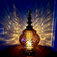 Vintage Amber Iridescent Glass Large Table Lamp