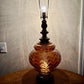 Vintage Amber Iridescent Glass Large Table Lamp
