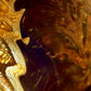 Vintage Amber Iridescent Glass Large Table Lamp
