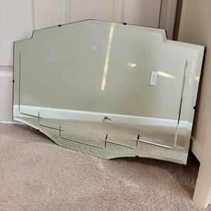 Art Deco Cut Glass Frameless Beveled Edge Glass Wall Mirror