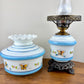 Vintage Butterfly Floral Milk Glass Hurricane Lamp