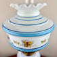 Vintage Butterfly Floral Milk Glass Hurricane Lamp