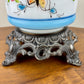 Vintage Butterfly Floral Milk Glass Hurricane Lamp