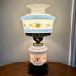 Vintage Butterfly Floral Milk Glass Hurricane Lamp