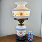 Vintage Butterfly Floral Milk Glass Hurricane Lamp