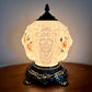 Vintage Embossed Lion Head Pink Rose Floral Milk Glass Nightlight Lamp 11.5"