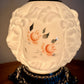 Vintage Embossed Lion Head Pink Rose Floral Milk Glass Nightlight Lamp 11.5"