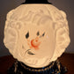 Vintage Embossed Lion Head Pink Rose Floral Milk Glass Nightlight Lamp 11.5"