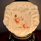 Vintage Embossed Lion Head Pink Rose Floral Milk Glass Nightlight Lamp 11.5"