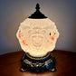 Vintage Embossed Lion Head Pink Rose Floral Milk Glass Nightlight Lamp 11.5"