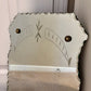 Antique Art Deco Etched Frameless Scalloped Edge Glass Wall Mirror 20"