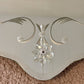 Art Deco Etched Floral Dot Leaves Frameless Beveled Edge Wall Mirror 24"