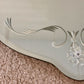 Art Deco Etched Floral Dot Leaves Frameless Beveled Edge Wall Mirror 24"