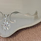 Art Deco Etched Floral Dot Leaves Frameless Beveled Edge Wall Mirror 24"