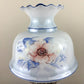 Vintage Small Pair Blue Luster Blue Pink Floral Hurricane Lamps 13.75" Height